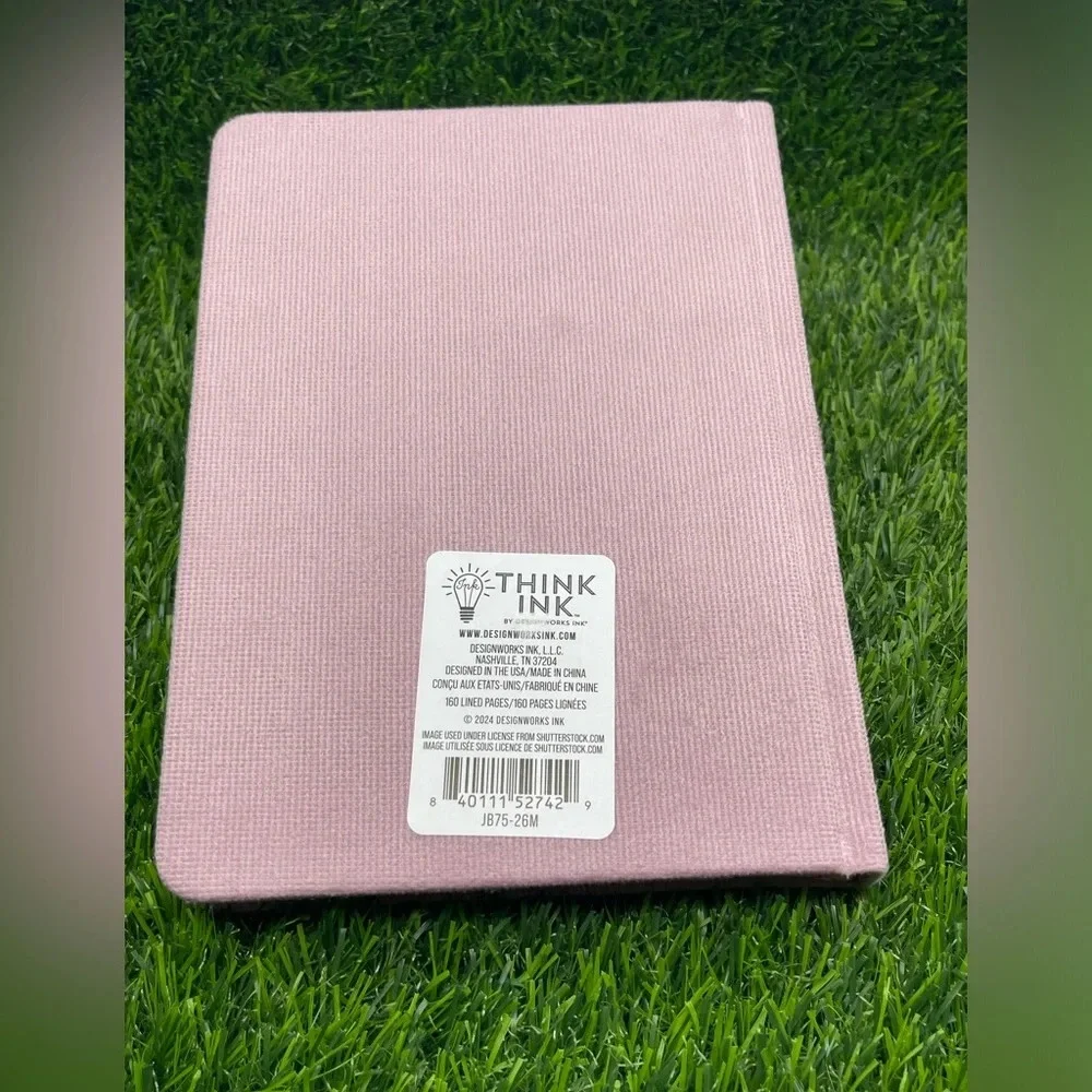 Soft Cloth Journal with Gold Mushroom Detail, Dusty Pink, NWT